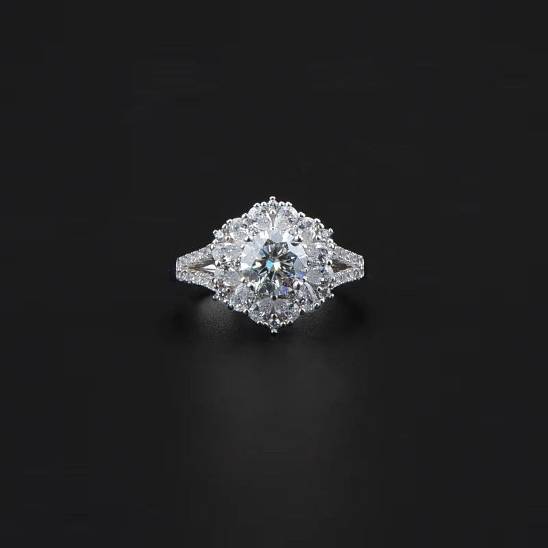 Sunflower diamond Ring  Women's Ring