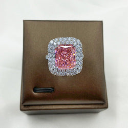 S925 sterling silver super shiny luxury full diamond colorful square ice flower cutting women's ring