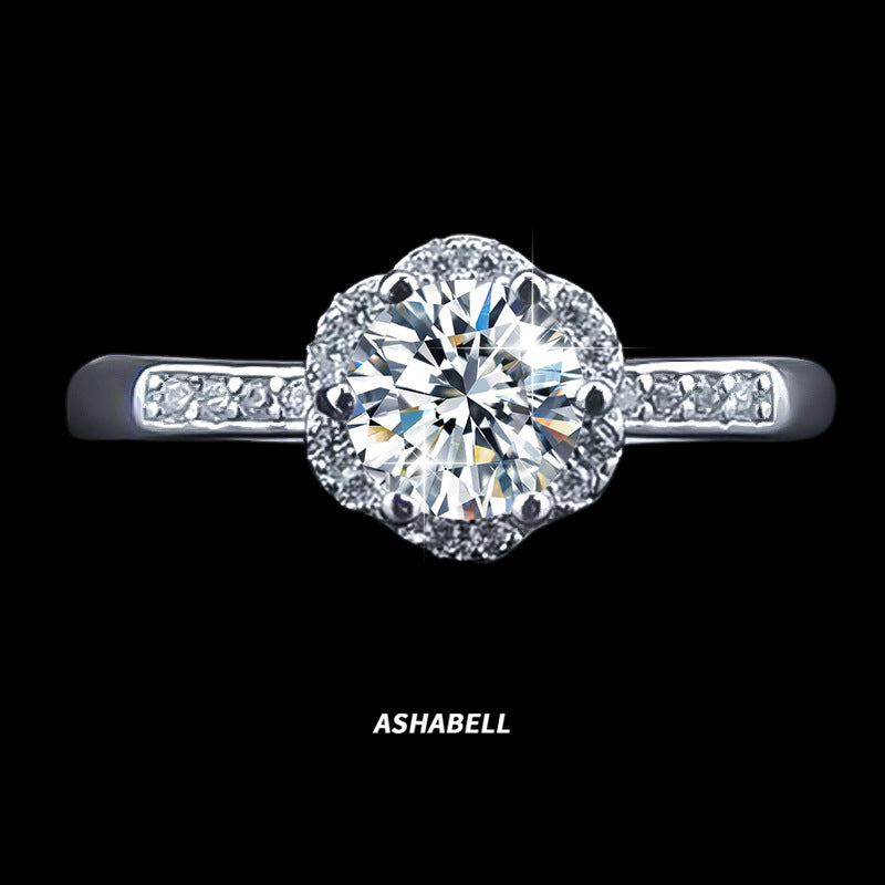 Flower Shape 1 Carat Round Diamond Ring