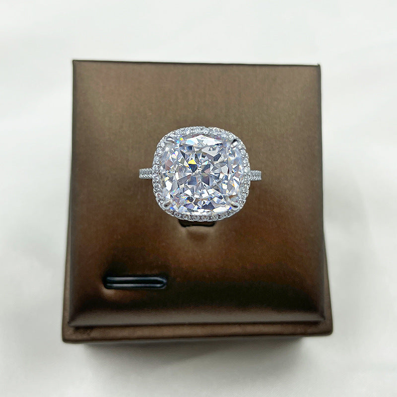 Square Ice Flower Cut S925 Sterling Silver Premium Ring