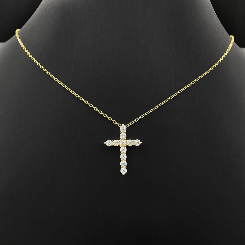 Women's cross clavicle necklace diamond pendant