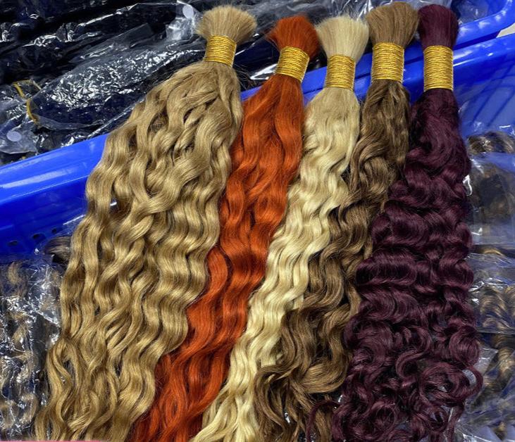 water wave hair bulk human hair extension 3 packs