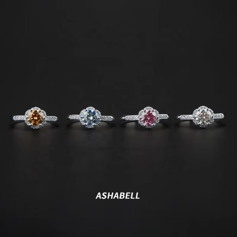 Flower Shape 1 Carat Round Diamond Ring