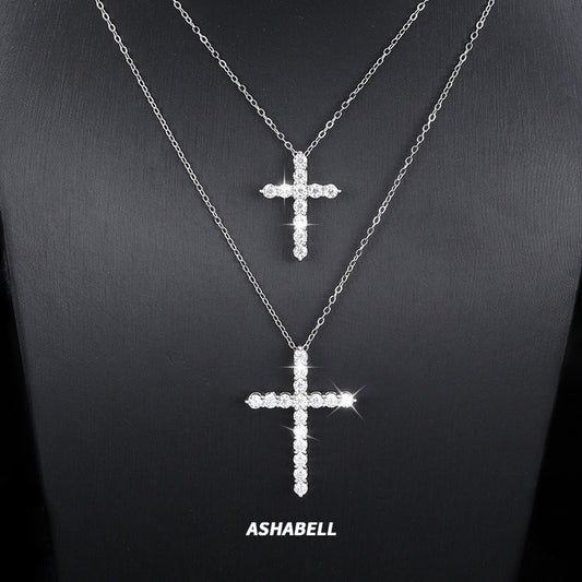 Women's cross clavicle necklace diamond pendant