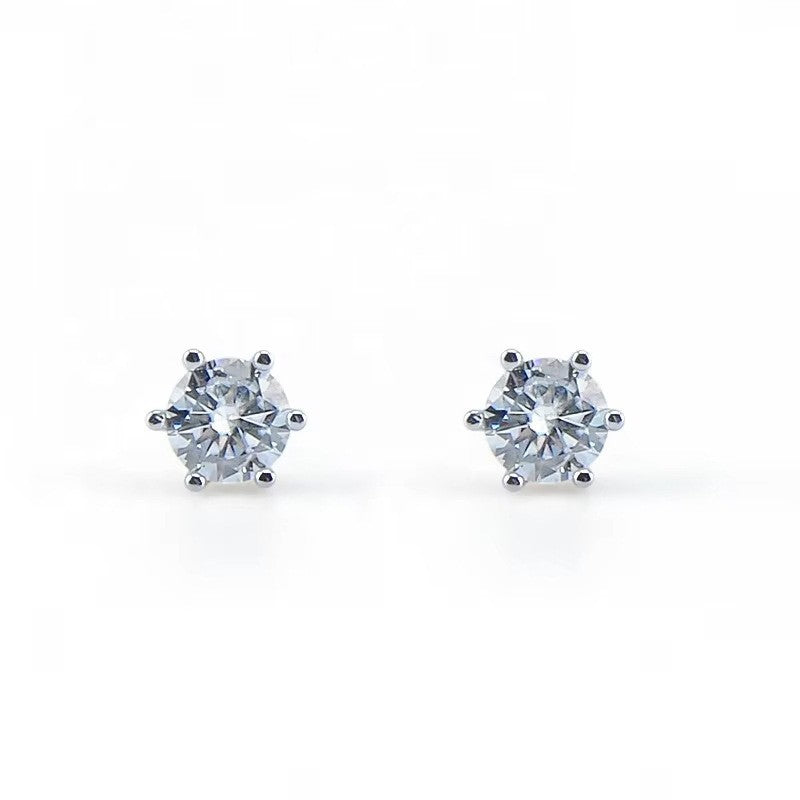 Four-claw diamond earrings High-grade earrings