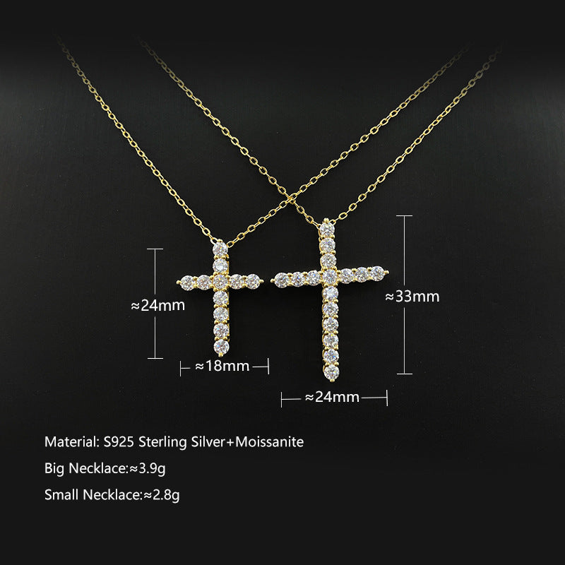 Women's cross clavicle necklace diamond pendant