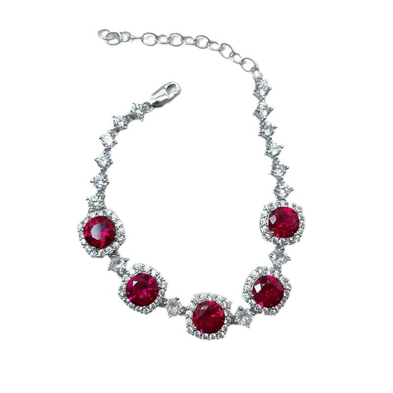 Retro Luxury Ruby 5A Square Gem Diamond Bracelet