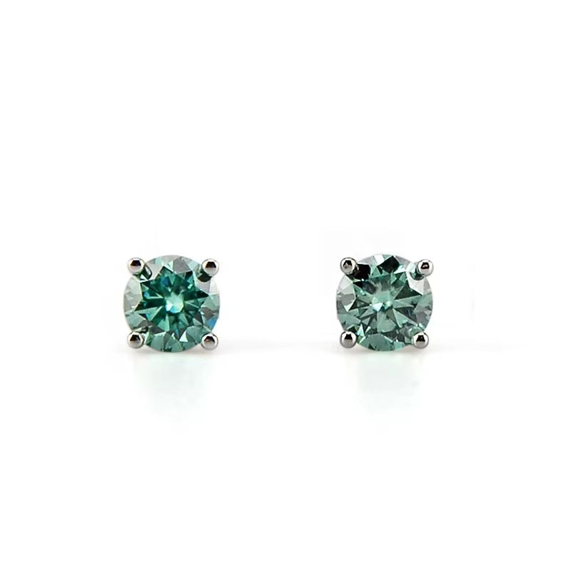 Green four-claw diamond earrings for men and women