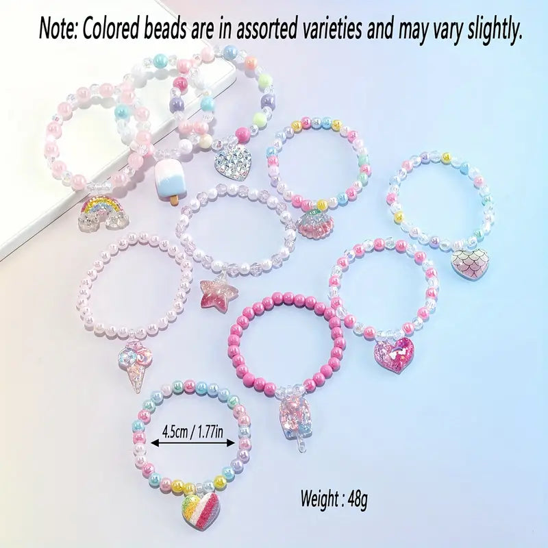 10pcs Exquisite Resin and Acrylic Beads Charm Bracelets