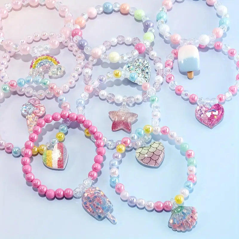 10pcs Exquisite Resin and Acrylic Beads Charm Bracelets