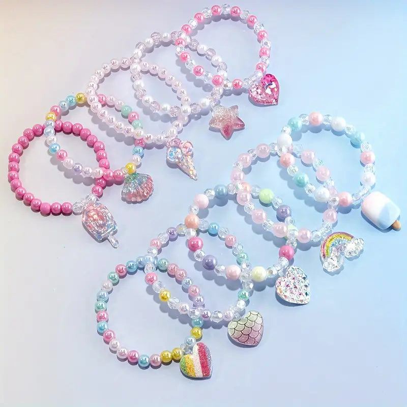 10pcs Exquisite Resin and Acrylic Beads Charm Bracelets