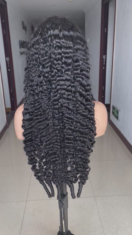 210 density 13X6 natural color burmese curly wig