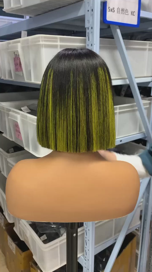 2x6 closure straight bob 8 inch double drawn