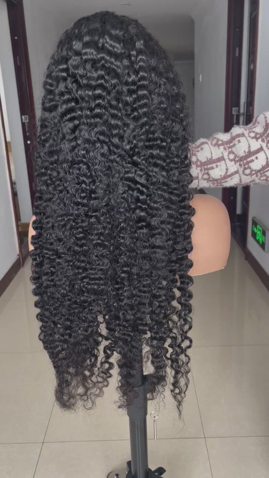 210 density 13X6 natural color burmese curly wig