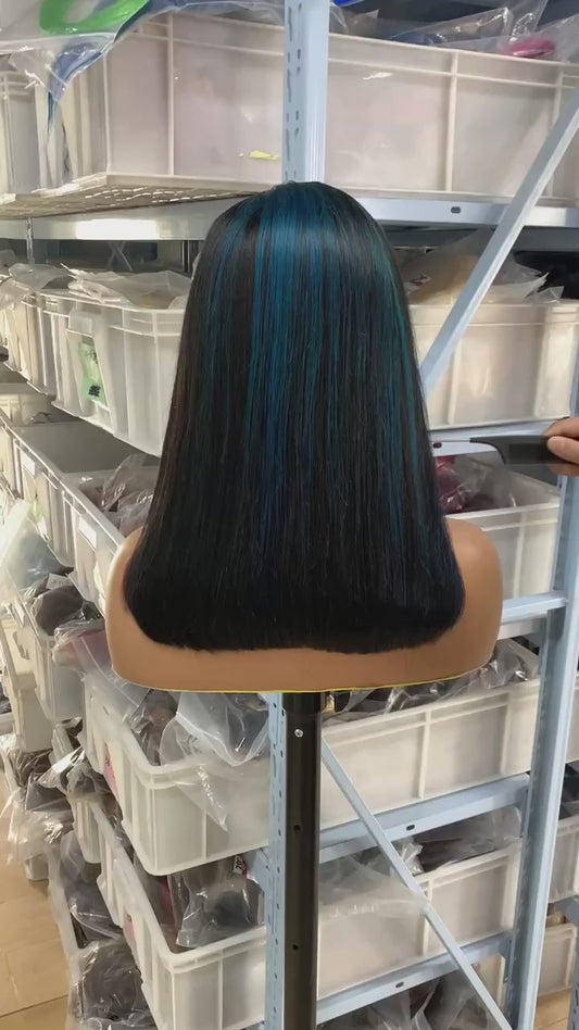 blue high light bob 12inch frontal